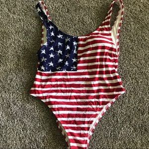 New exhilaration patriotic one piece bathing suit